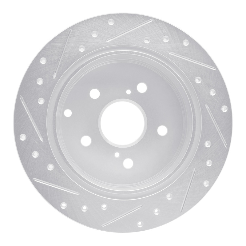 Toyota Prius V Brake Rotor (1) - Rear Right - R1 Concepts - Drilled & Slotted - Silver - `12-`20